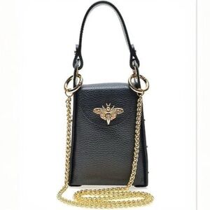Crossbody Bag Leather with Gold Chain